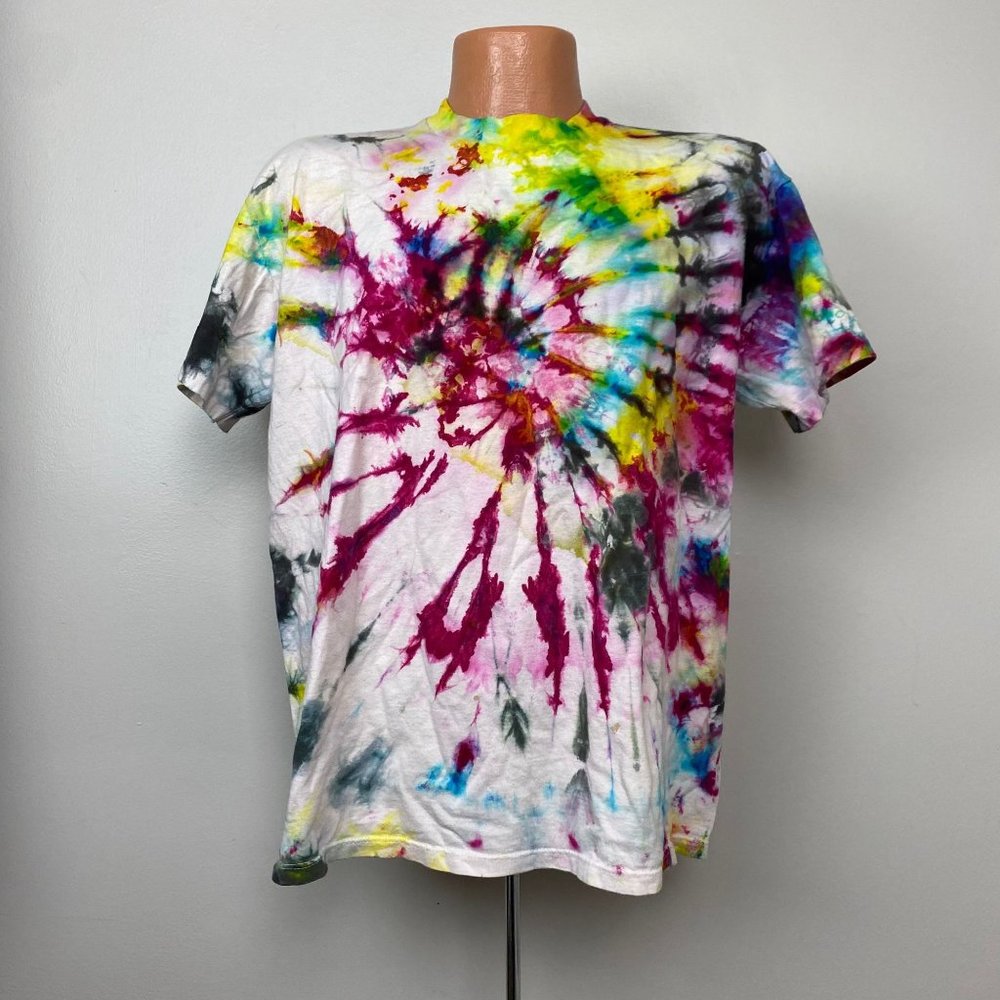 Vintage 1980s Tie Dye T-Shirt, Stedman Size XL, Rainbow, Boho Hippie